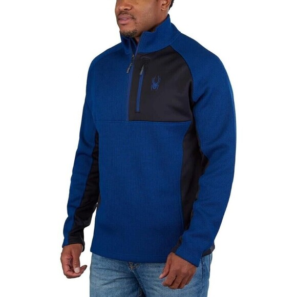 Spyder Men's Jacket Bandit Blue X-Large Half Zip Gait Knit Pullover Fleece - Picture 2 of 12